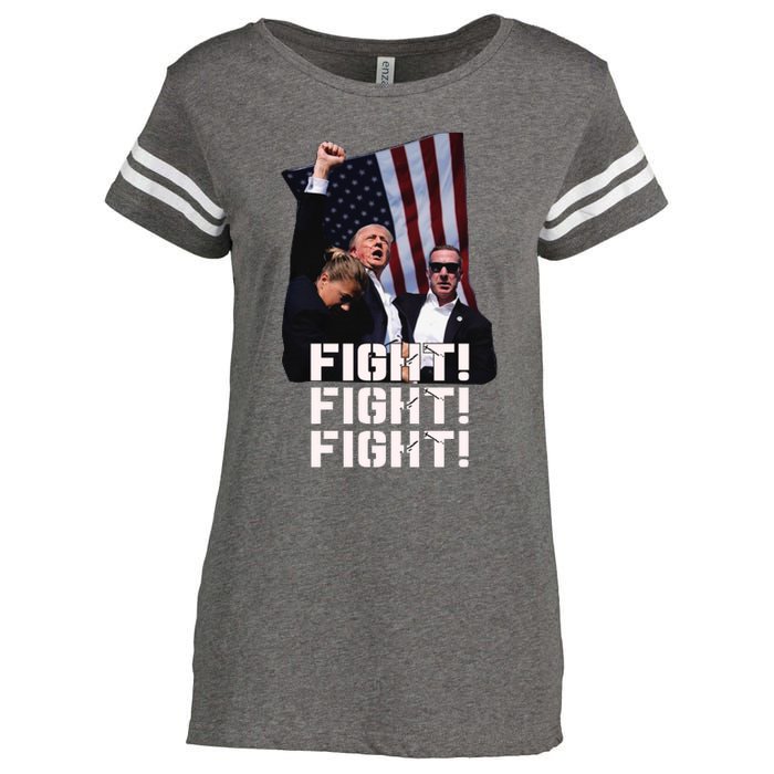 Trump Fight 2024 Trump Shot Fight Trump 2024 Enza Ladies Jersey Football T-Shirt