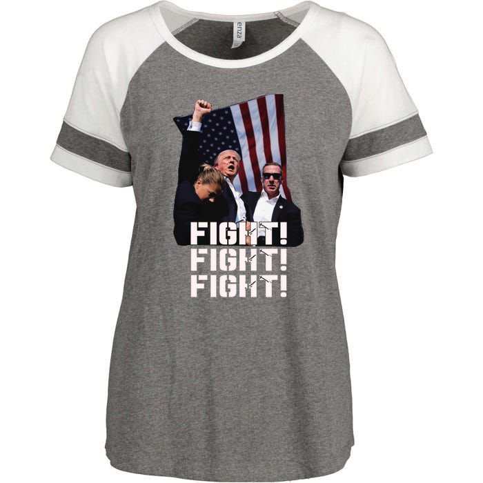 Trump Fight 2024 Trump Shot Fight Trump 2024 Enza Ladies Jersey Colorblock Tee