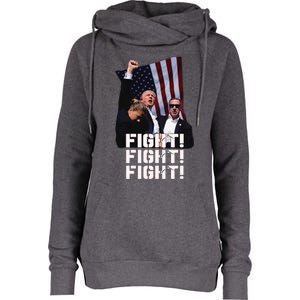 Trump Fight 2024 Trump Shot Fight Trump 2024 Womens Funnel Neck Pullover Hood