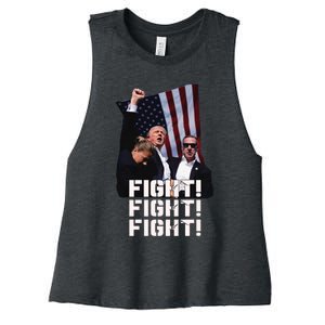 Trump Fight 2024 Trump Shot Fight Trump 2024 Women's Racerback Cropped Tank