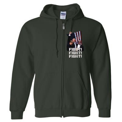 Trump Fight 2024 Trump Shot Fight Trump 2024 Full Zip Hoodie