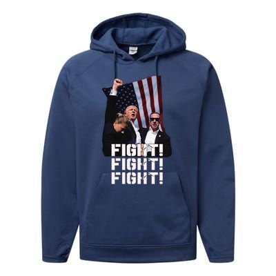 Trump Fight 2024 Trump Shot Fight Trump 2024 Performance Fleece Hoodie