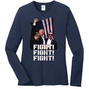 Trump Fight 2024 Trump Shot Fight Trump 2024 Ladies Long Sleeve Shirt