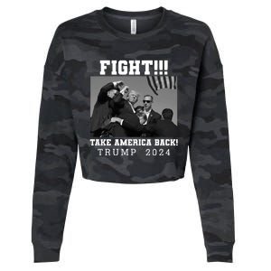 Trump Fight 2024 Trump Shot Fight Trump 2024 Cropped Pullover Crew