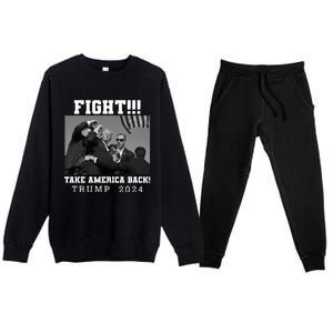 Trump Fight 2024 Trump Shot Fight Trump 2024 Premium Crewneck Sweatsuit Set