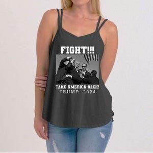 Trump Fight 2024 Trump Shot Fight Trump 2024 Women's Strappy Tank