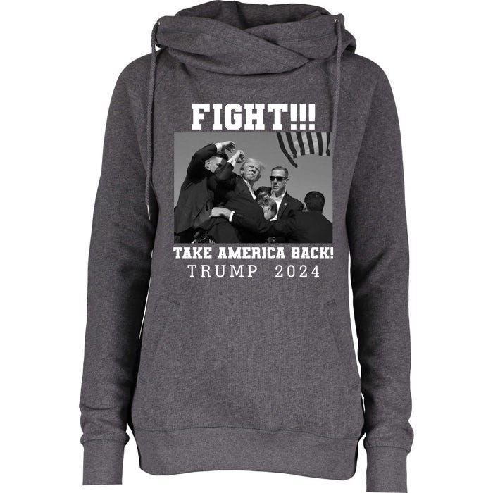 Trump Fight 2024 Trump Shot Fight Trump 2024 Womens Funnel Neck Pullover Hood