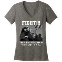 Trump Fight 2024 Trump Shot Fight Trump 2024 Women's V-Neck T-Shirt