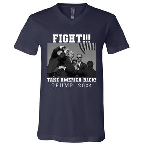 Trump Fight 2024 Trump Shot Fight Trump 2024 V-Neck T-Shirt