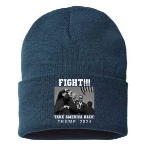 Trump Fight 2024 Trump Shot Fight Trump 2024 Sustainable Knit Beanie