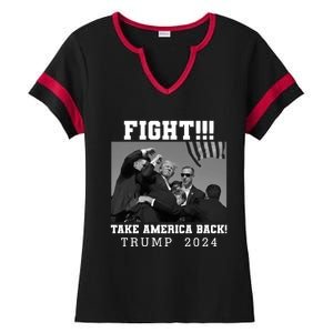 Trump Fight 2024 Trump Shot Fight Trump 2024 Ladies Halftime Notch Neck Tee