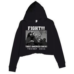 Trump Fight 2024 Trump Shot Fight Trump 2024 Crop Fleece Hoodie