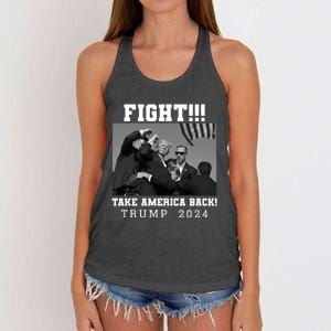 Trump Fight 2024 Trump Shot Fight Trump 2024 Women's Knotted Racerback Tank