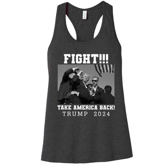 Trump Fight 2024 Trump Shot Fight Trump 2024 Women's Racerback Tank