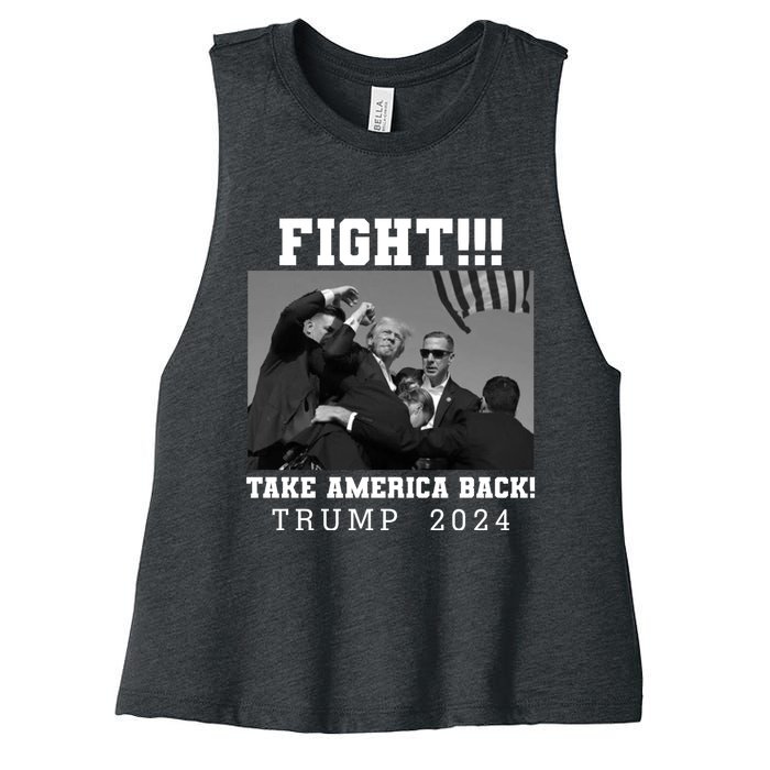 Trump Fight 2024 Trump Shot Fight Trump 2024 Women's Racerback Cropped Tank