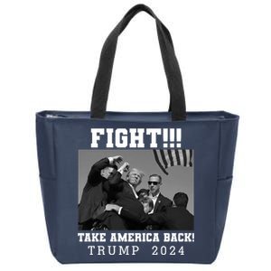 Trump Fight 2024 Trump Shot Fight Trump 2024 Zip Tote Bag