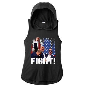 Trump Fight 2024 Trump Shot Fight Trump 2024 Ladies PosiCharge Tri-Blend Wicking Draft Hoodie Tank