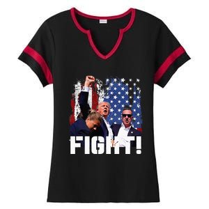 Trump Fight 2024 Trump Shot Fight Trump 2024 Ladies Halftime Notch Neck Tee