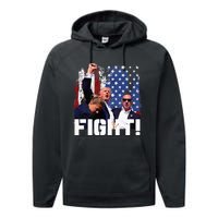 Trump Fight 2024 Trump Shot Fight Trump 2024 Performance Fleece Hoodie