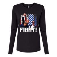 Trump Fight 2024 Trump Shot Fight Trump 2024 Womens Cotton Relaxed Long Sleeve T-Shirt