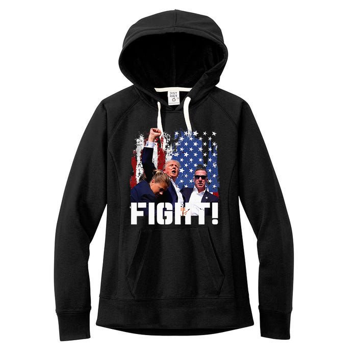 Trump Fight 2024 Trump Shot Fight Trump 2024 Women's Fleece Hoodie