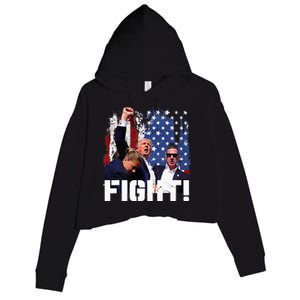 Trump Fight 2024 Trump Shot Fight Trump 2024 Crop Fleece Hoodie