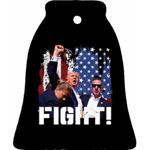 Trump Fight 2024 Trump Shot Fight Trump 2024 Ceramic Bell Ornament