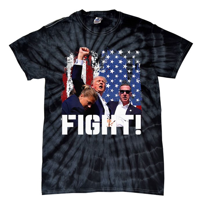 Trump Fight 2024 Trump Shot Fight Trump 2024 Tie-Dye T-Shirt