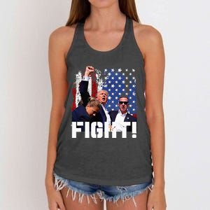 Trump Fight 2024 Trump Shot Fight Trump 2024 Women's Knotted Racerback Tank