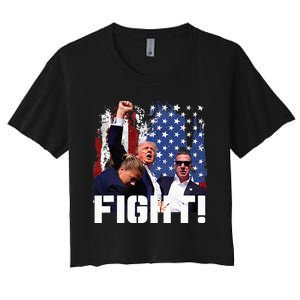 Trump Fight 2024 Trump Shot Fight Trump 2024 Women's Crop Top Tee