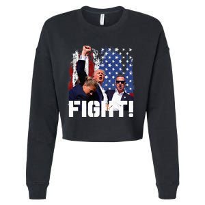 Trump Fight 2024 Trump Shot Fight Trump 2024 Cropped Pullover Crew