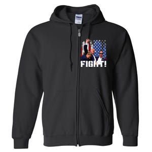 Trump Fight 2024 Trump Shot Fight Trump 2024 Full Zip Hoodie