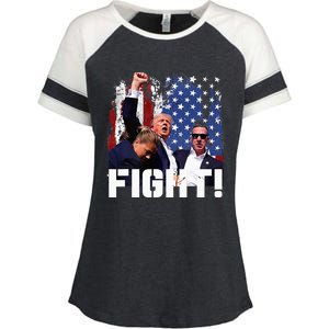 Trump Fight 2024 Trump Shot Fight Trump 2024 Enza Ladies Jersey Colorblock Tee