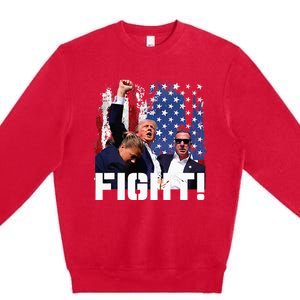 Trump Fight 2024 Trump Shot Fight Trump 2024 Premium Crewneck Sweatshirt