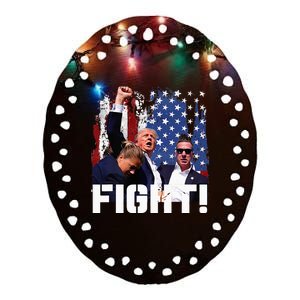 Trump Fight 2024 Trump Shot Fight Trump 2024 Ceramic Oval Ornament