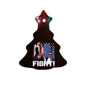 Trump Fight 2024 Trump Shot Fight Trump 2024 Ceramic Tree Ornament