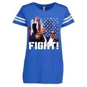 Trump Fight 2024 Trump Shot Fight Trump 2024 Enza Ladies Jersey Football T-Shirt