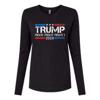 Trump Fight 2024 Trump Shot Fight Trump 2024 Womens Cotton Relaxed Long Sleeve T-Shirt