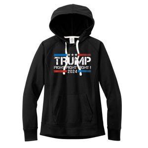 Trump Fight 2024 Trump Shot Fight Trump 2024 Women's Fleece Hoodie