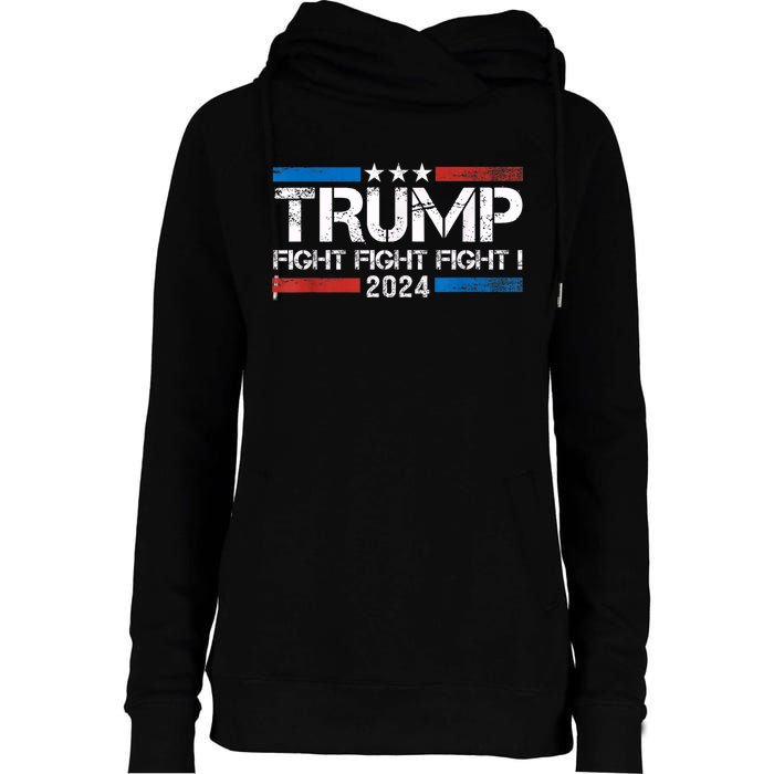 Trump Fight 2024 Trump Shot Fight Trump 2024 Womens Funnel Neck Pullover Hood