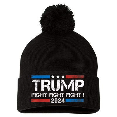 Trump Fight 2024 Trump Shot Fight Trump 2024 Pom Pom 12in Knit Beanie