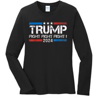 Trump Fight 2024 Trump Shot Fight Trump 2024 Ladies Long Sleeve Shirt