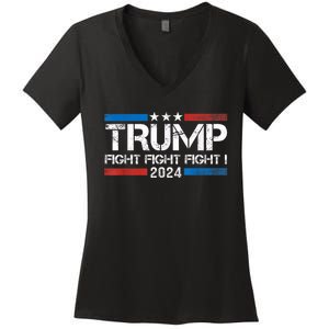 Trump Fight 2024 Trump Shot Fight Trump 2024 Women's V-Neck T-Shirt