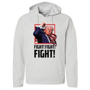 Trump Fight 2024 Trump Shot Fight Trump 2024 Performance Fleece Hoodie