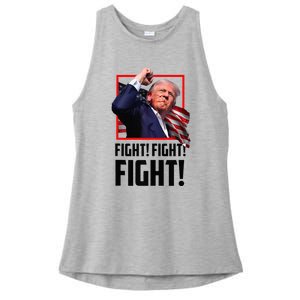 Trump Fight 2024 Trump Shot Fight Trump 2024 Ladies PosiCharge Tri-Blend Wicking Tank