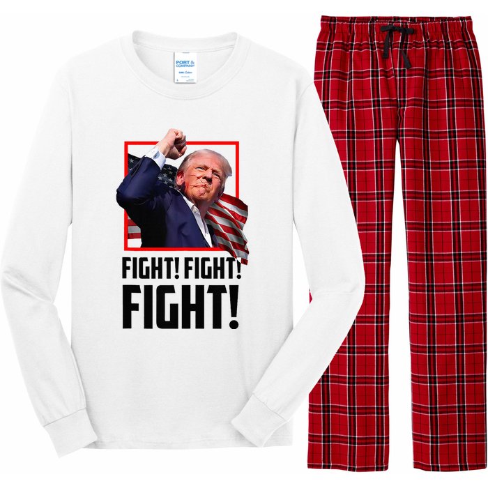 Trump Fight 2024 Trump Shot Fight Trump 2024 Long Sleeve Pajama Set