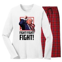 Trump Fight 2024 Trump Shot Fight Trump 2024 Women's Long Sleeve Flannel Pajama Set 