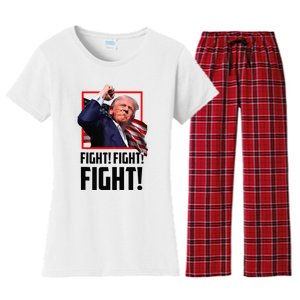 Trump Fight 2024 Trump Shot Fight Trump 2024 Women's Flannel Pajama Set