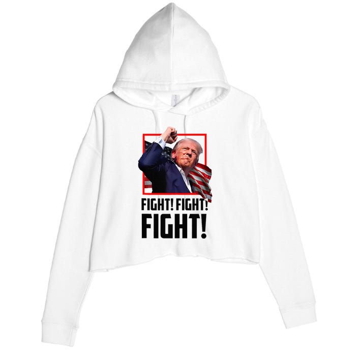 Trump Fight 2024 Trump Shot Fight Trump 2024 Crop Fleece Hoodie