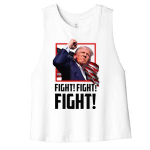 Trump Fight 2024 Trump Shot Fight Trump 2024 Women's Racerback Cropped Tank